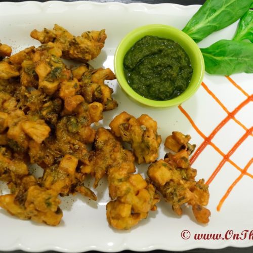 Paalak-Aloo Pakoras/Spinach-Potato Fritters -