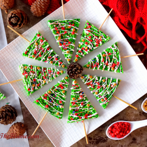 Easy Rice Krispies Christmas Tree Treats -