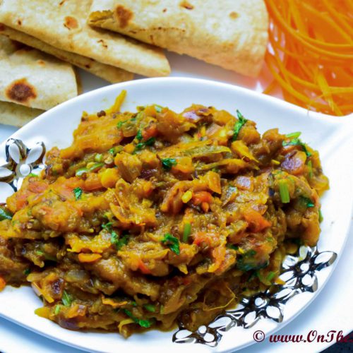 Baingan Bharta/Roasted Eggplant Mash -