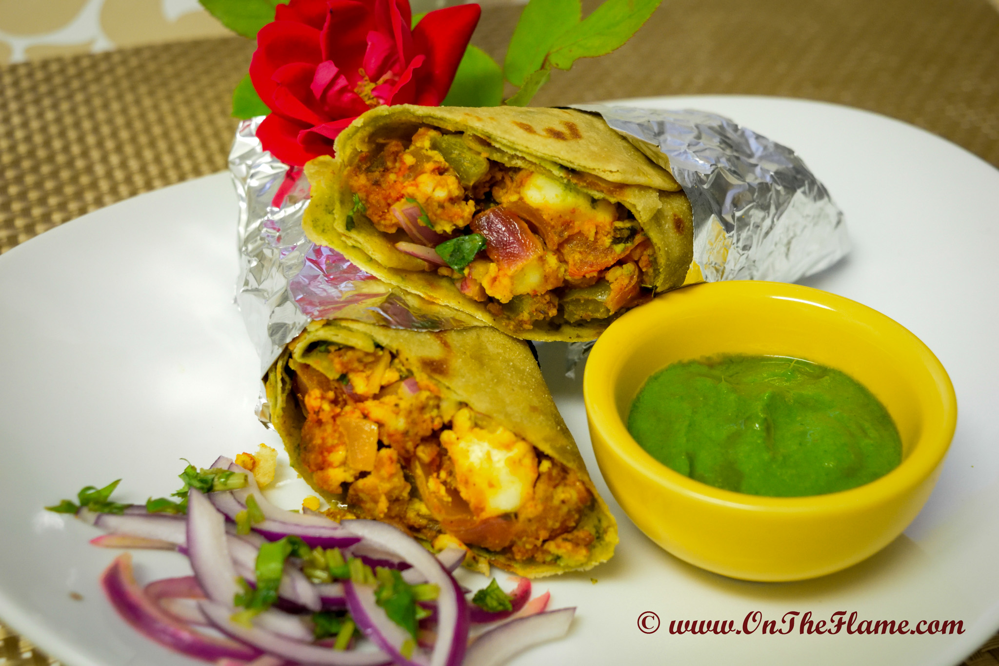 Paneer Tikka Kathi Roll Recipe On The Flame