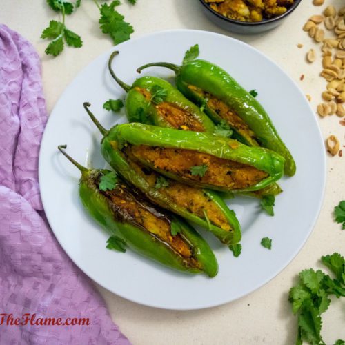 Potato-Peanut Stuffed Mirch Recipe -