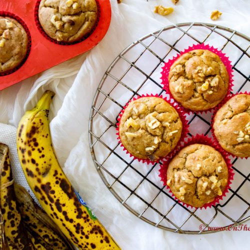 Whole Wheat Banana & Walnut Muffins (Eggless) -