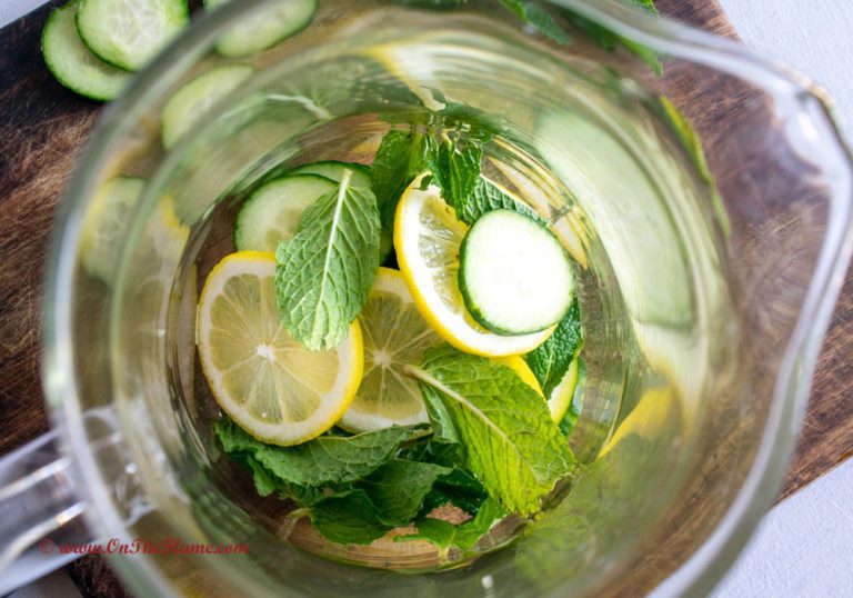 Cucumber-Lemon-Mint Water/Easy Detox Recipe - On the Flame