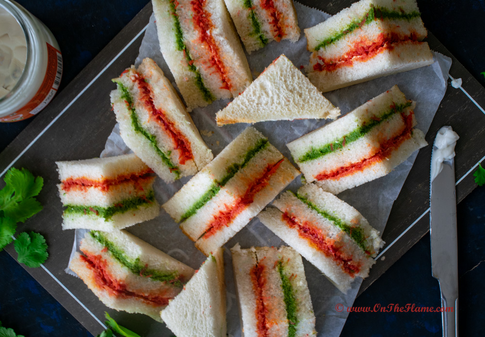 tri colour sandwich recipe  easy & quick layered sandwich recipes for kids