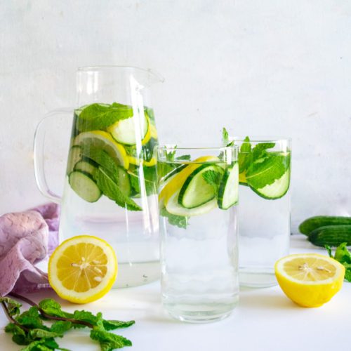 Cucumber-Lemon-Mint Water/Easy Detox Recipe -
