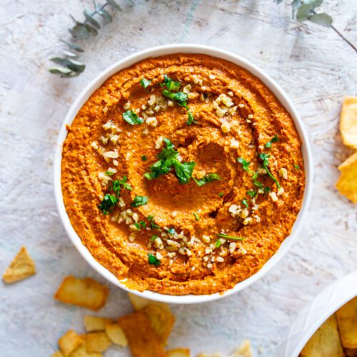 Muhammara Dip Recipe/Roasted Red Pepper Dip -